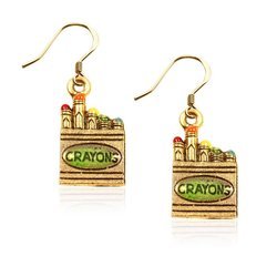 Crayons Charm Earrings in Gold