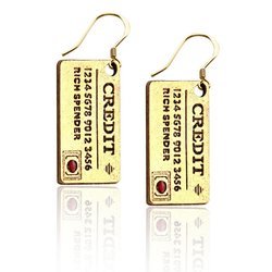 Credit Card Charm Earrings in Gold