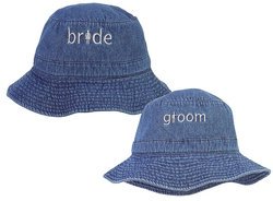 Denim Bride and Groom Sun Hats