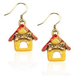 Dog House Charm Earrings in Gold