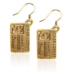 Driver's License Charm Earrings in Gold