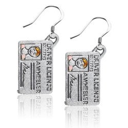 Driver's License Charm Earrings in Silver