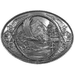 Eagle and Mountain Antiqued Belt Buckle