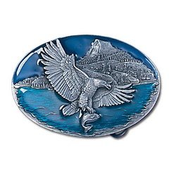 Eagle Catching Fish Enameled Belt Buckle