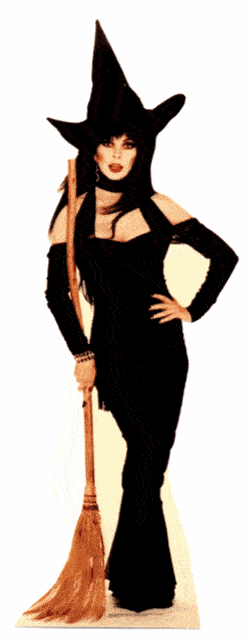 Elvira Broom Cardboard Cutout