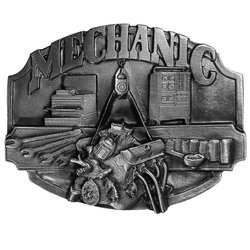 Engine Mechanic Antiqued Belt Buckle