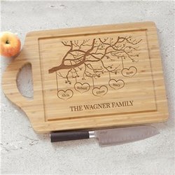 Engraved Family Tree With Hearts Cutting Board