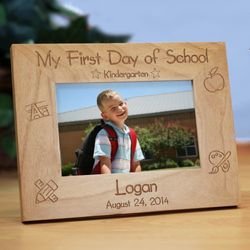 Engraved First Day of School Wood Frame