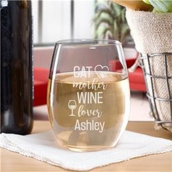 Engraved Mother Wine Lover Stemless Wine Glass