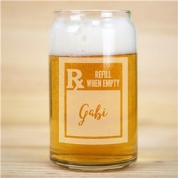 Engraved Prescription Rx Beer Can Glass