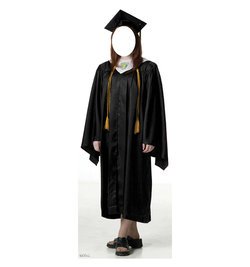 Female Graduate Black Cap & Gown Standin Cardboard Cutout