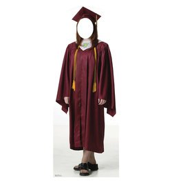 Female Graduate Red Cap & Gown Standin Cardboard Cutout