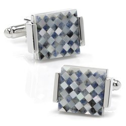 Floating Lapis and Mother of Pearl Checkered Cufflinks