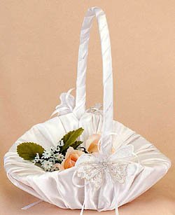 Flower Girl Basket - White With Butterfly Bow