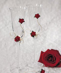 Flower of Love In Romantic Red Wedding Toasting Set