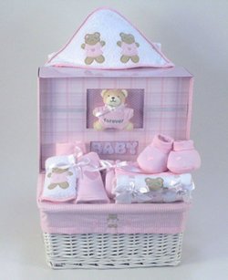 Forever Baby Book & Layette Baby Girl Gift Basket
