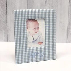 Gingham Check Personalized Baby Picture Frame