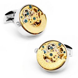 Gold and Silver Kinetic Watch Movement Cufflinks