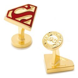 Gold Enamel Superman Shield Cufflinks