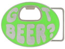 Got Beer? Belt Buckle Neon Green Enameled Belt Buckle