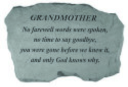 GRANDMOTHER No farewell words Memorial Stone