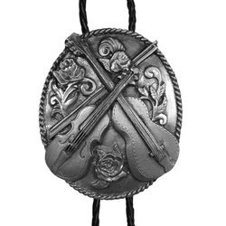 Guitar and Fiddle Antiqued Bolo Tie
