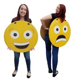 Happy/Sad Emoji Costume Cardboard Cutout
