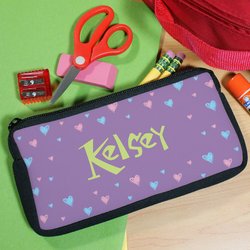 Hearts Personalized Pencil Pouch