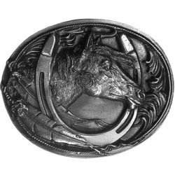 Horse Head Antiqued Belt Buckle