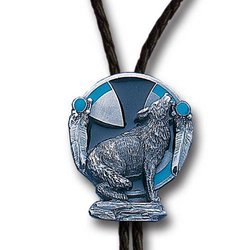 Howling Wolf Large Bolo Tie