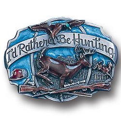 I'd Rather Be Hunting Enameled Belt Buckle