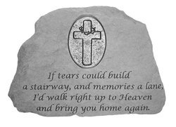 If tears could with Oval Cross Memorial Stone