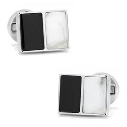 Jade and Onyx Split Stainless Steel Cufflinks