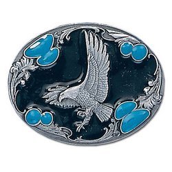 Landing Eagle Silhouette Enameled Belt Buckle