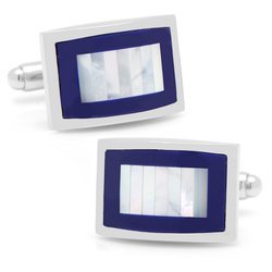 Lapis and Mother of Pearl Key Cufflinks