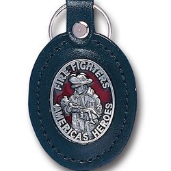 Leather Key Chain - Fire Fighters America's Heroes