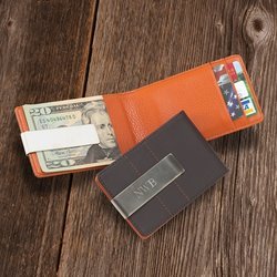 Leather Personalized Money Clip with Wallet