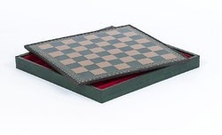 Green Leatherette Cabinet Chess Board - 1-3/8" Squares