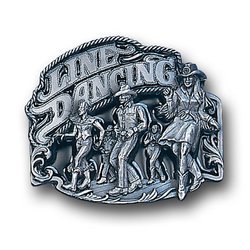 Line Dancing Enameled Belt Buckle