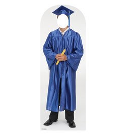 Male Graduate Blue Cap & Gown Standin Cardboard Cutout