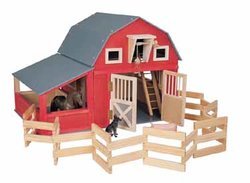 Maxim Red Gable Toy Barn with Corral and Stall