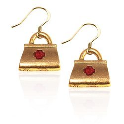 Medical Bag Charm Earrings in Gold
