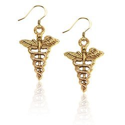 Medical Symbol Charm Earrings in Gold