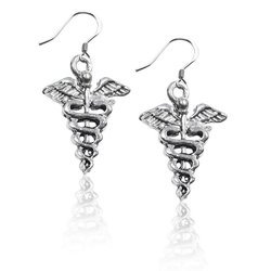 Medical Symbol Charm Earrings in Silver