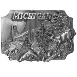 Michigan Antiqued Belt Buckle