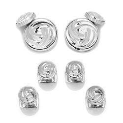 Modern Knot Sterling Silver Cufflinks and Stud Set