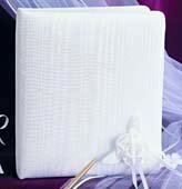 White Moire Memory Book with Roses