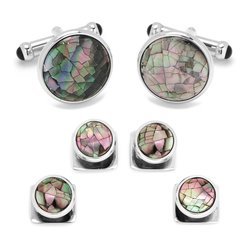 Mosaic Smoke Mother of Pearl Stud Set