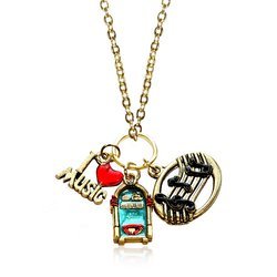Music Lover Charm Necklace in Gold