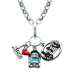 Music Lover Charm Necklace in Silver